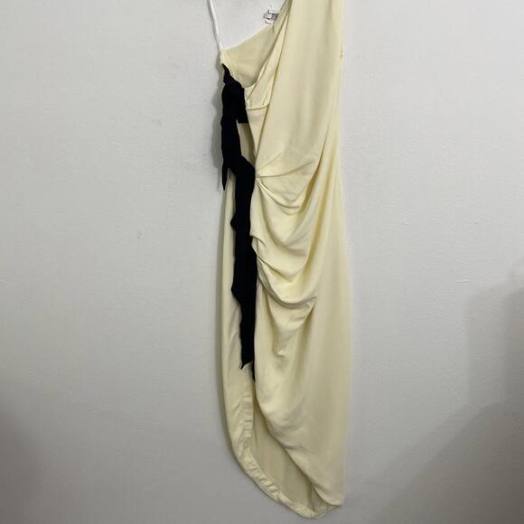 Helsa The Seline Dress butter yellow asymmetrical open-sided bow-tie XS NWT $369 - Picture 9 of 14